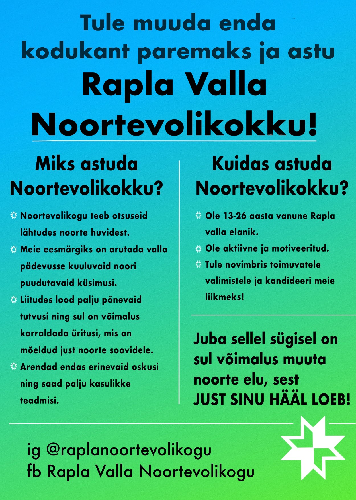 kutse kandideerima noortevolikogusse